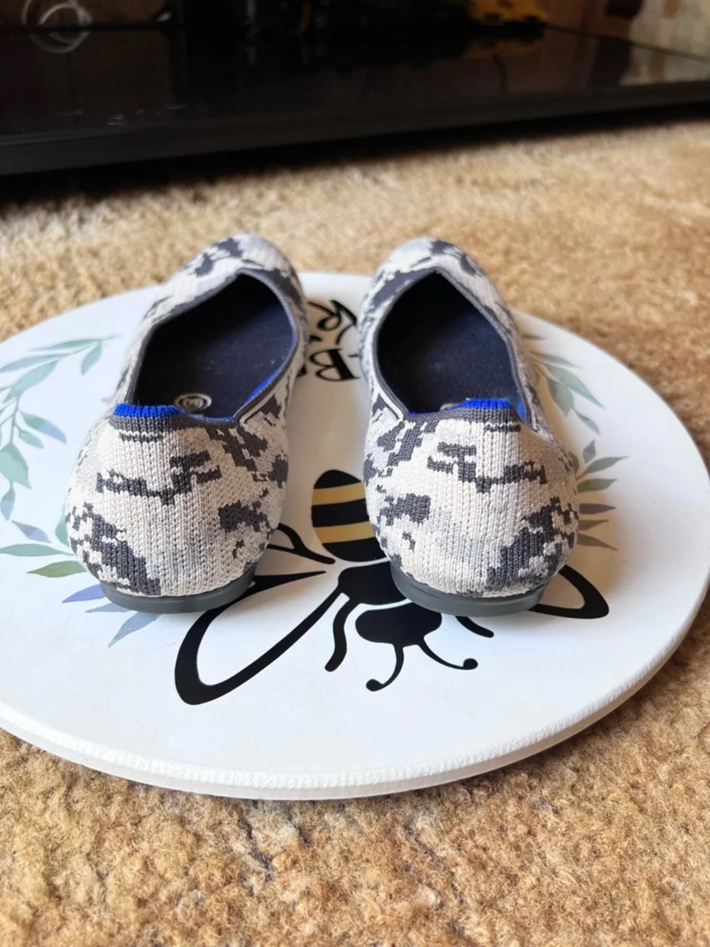 Rothy's Snake Print Flats with Blue Trim